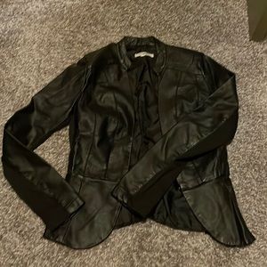 Fitted moto jacket w/ peplum flare